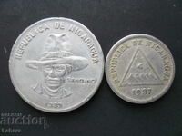 1 Cordoba 1983 and 5 Centavos 1937 Nicaragua