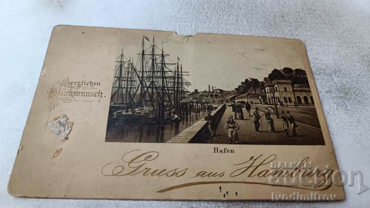 Postcard Grus aus Hamburg Hafen