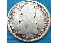 1 Sol Bolivia 1830. bust din argint Bolivar