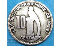 Гватемала 10 центавос 1945 20мм сребро