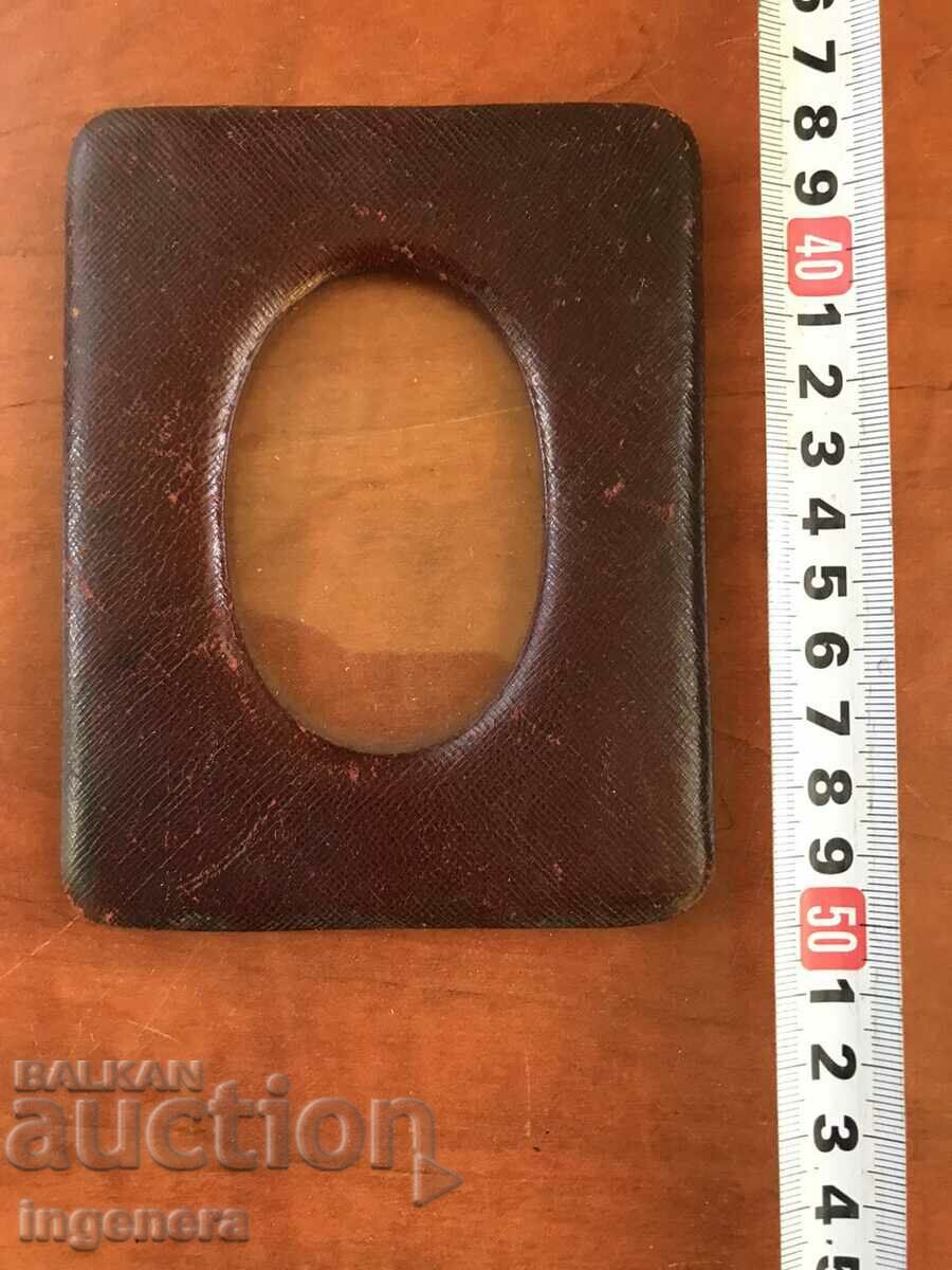 FRAME LEATHER GLASS FOR PHOTO OR PICTURE-ANTIQUE