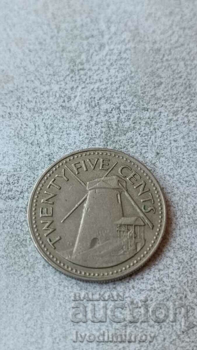 Barbados 25 cents 1973 with price 1.25 BGN | € 0.64