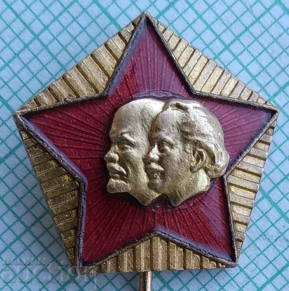 13856 Badge - Georgi Dimitrov and Lenin - bronze enamel