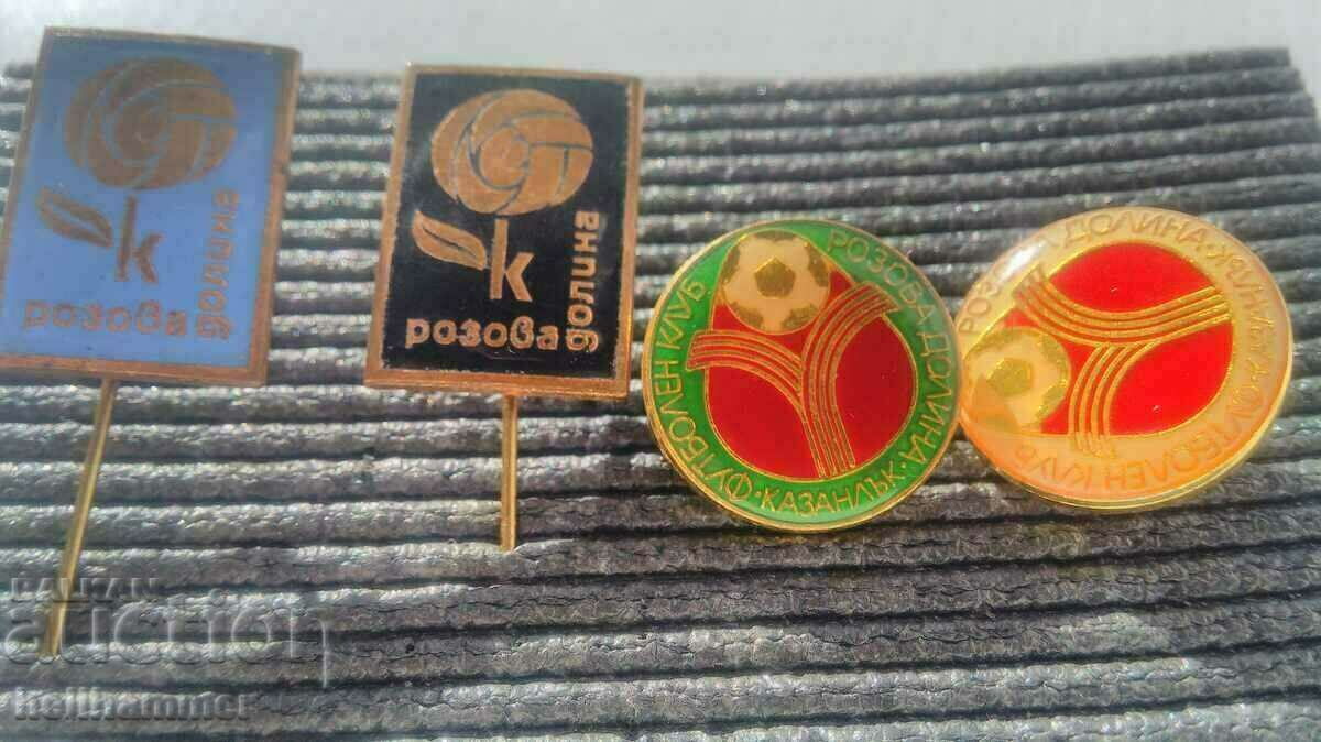 Lot of football/soccer badges "Rozova Dolina" FC Kazanlak