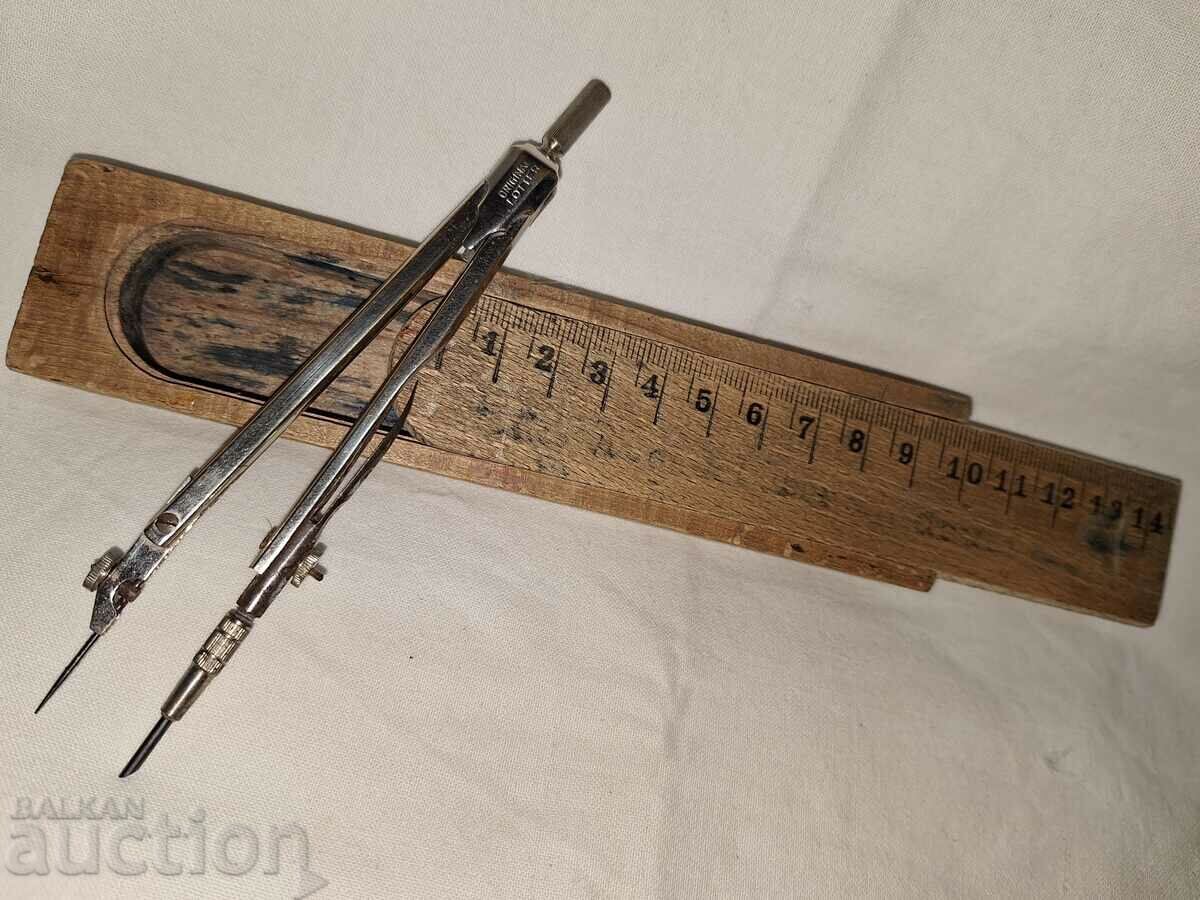 Antique ruler in box--Lotter original with price 15.00 BGN | € 7.67 Antique ruler in box--Lotter original with price 15.00 BGN | € 7.67