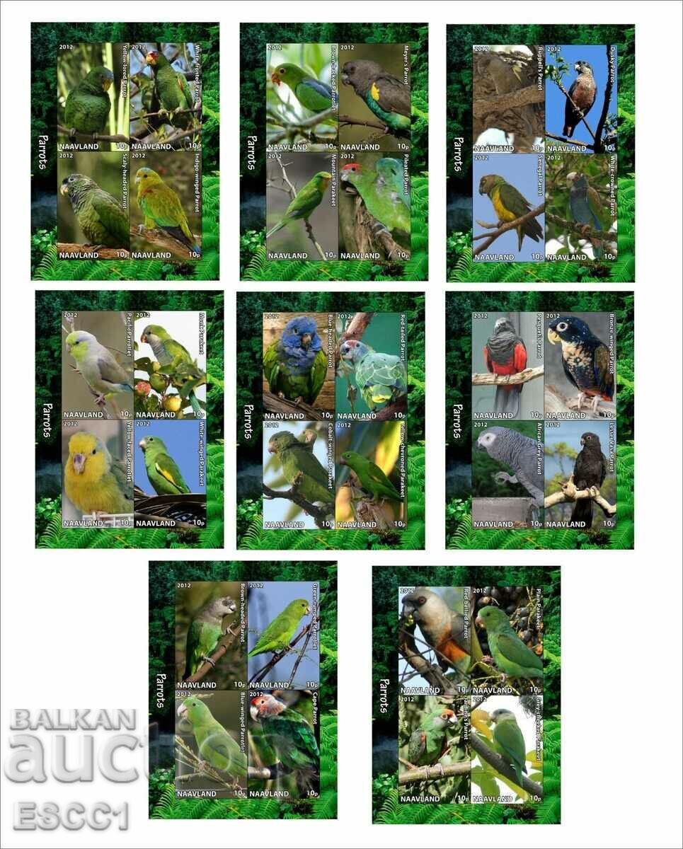 Чисти блокове Фауна Птици Папагали 2012 от Тонго