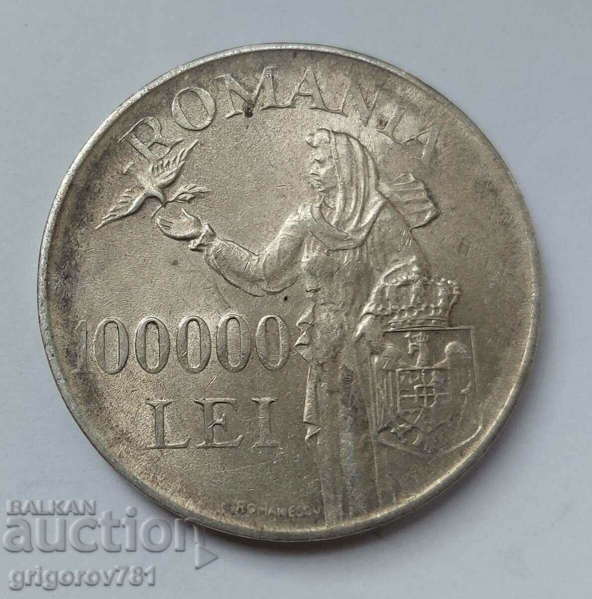100000 lei argint 1946 Romania - moneda de argint