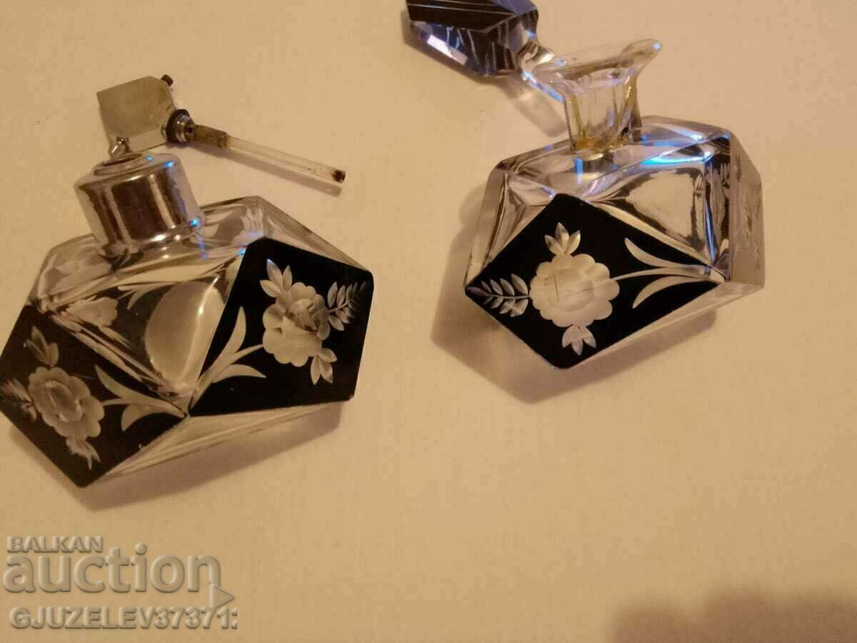 Auction Art Deco - 1920"Crystal bottles for perfumes with color decoration Auction Art Deco - 1920"Crystal bottles for perfumes with color decoration