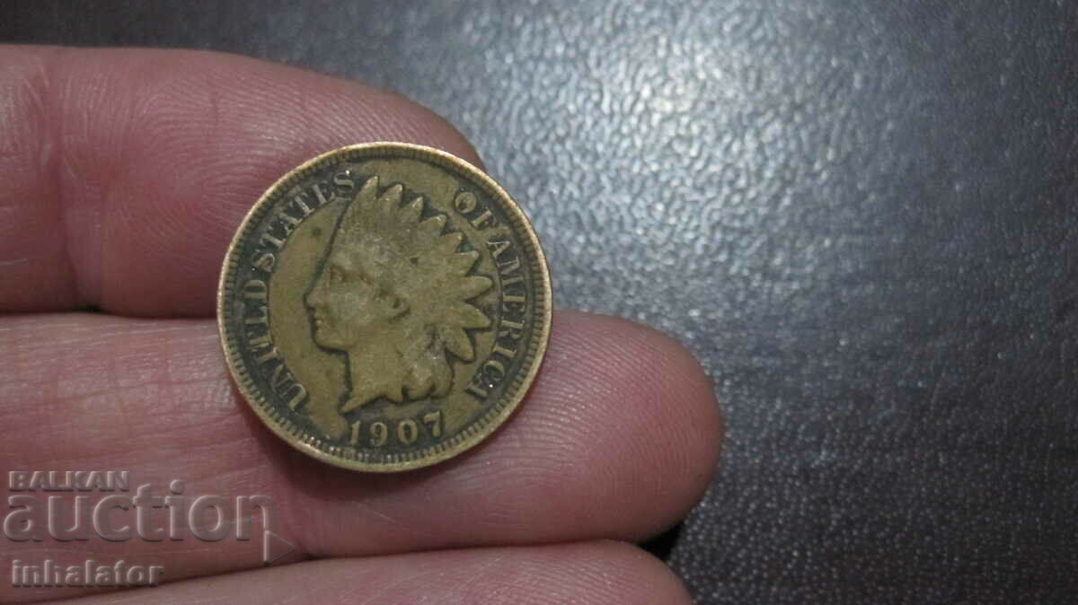 1907 год 1 цент САЩ - Indian Head -