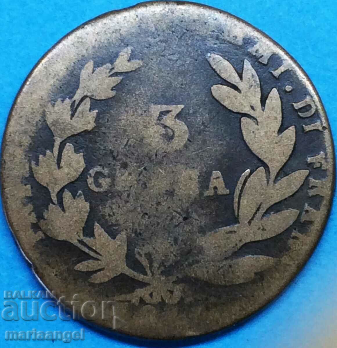 Наполеон Мюрат 1810 3 грана Италия 33 мм 16,20г бронз