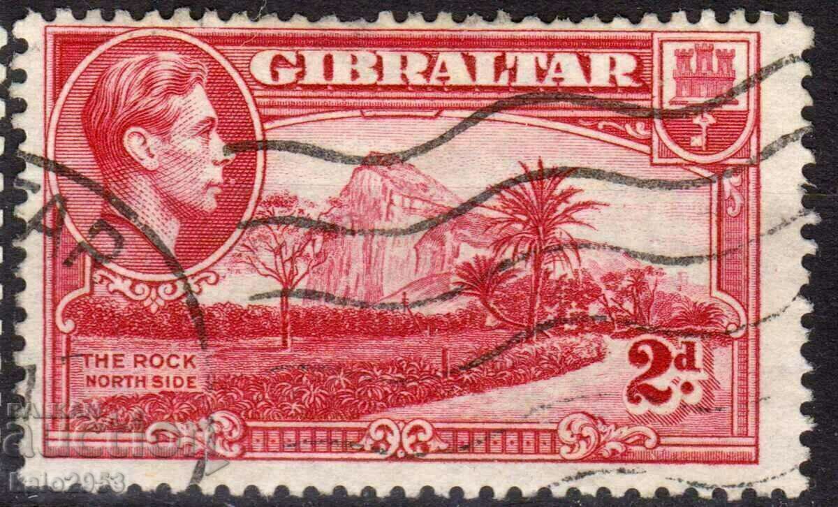GB/Гибралтар-1943-Редовна-KG VI+Изглед,клеймо