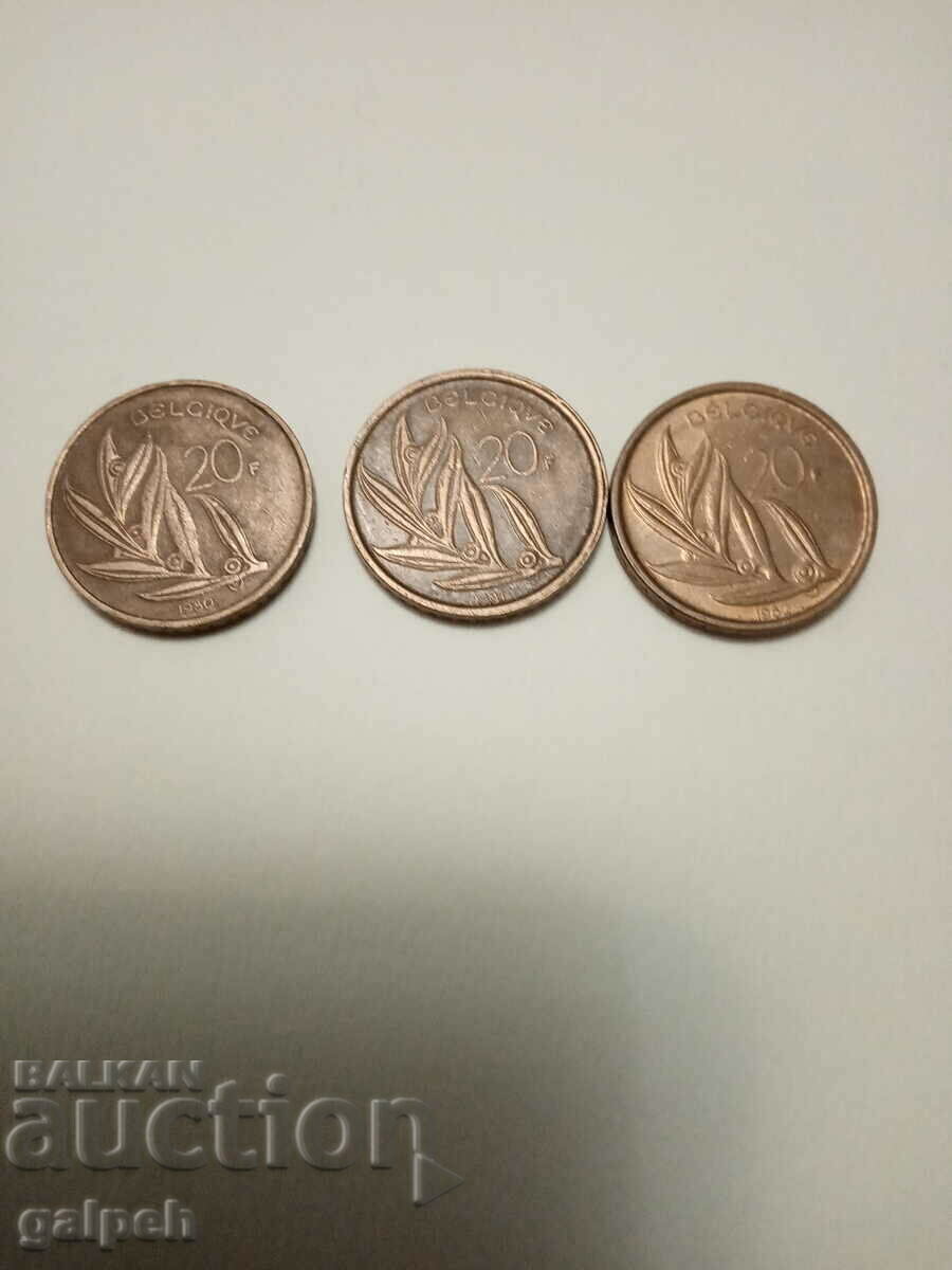 Аукцион БЕЛГИЯ - МОНЕТИ - 20 ФРАНКА - 6 бр. Аукцион БЕЛГИЯ - МОНЕТИ - 20 ФРАНКА - 6 бр.