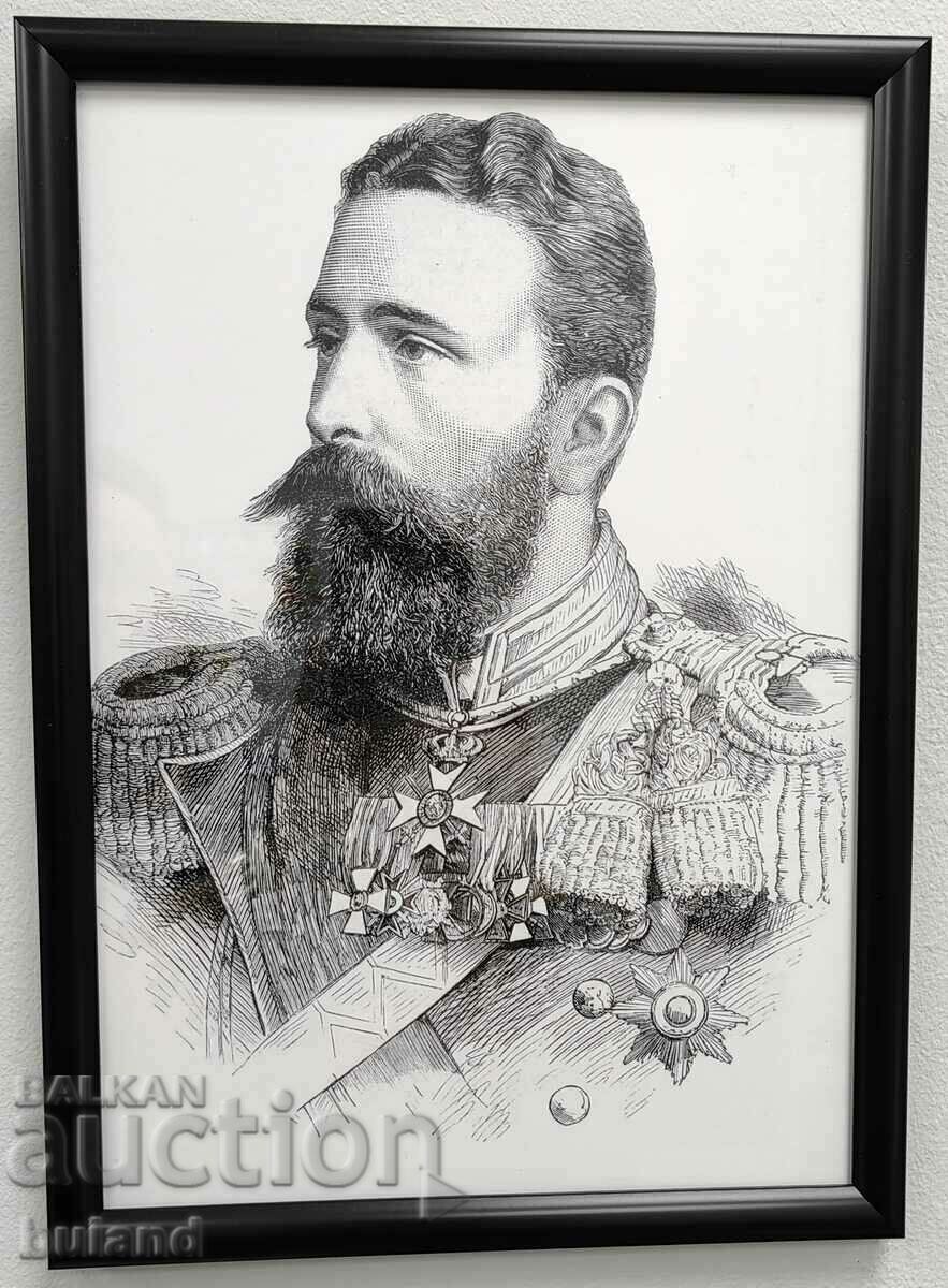 Portretul înrămat de înaltă calitate al Prințului Alexander Battenberg