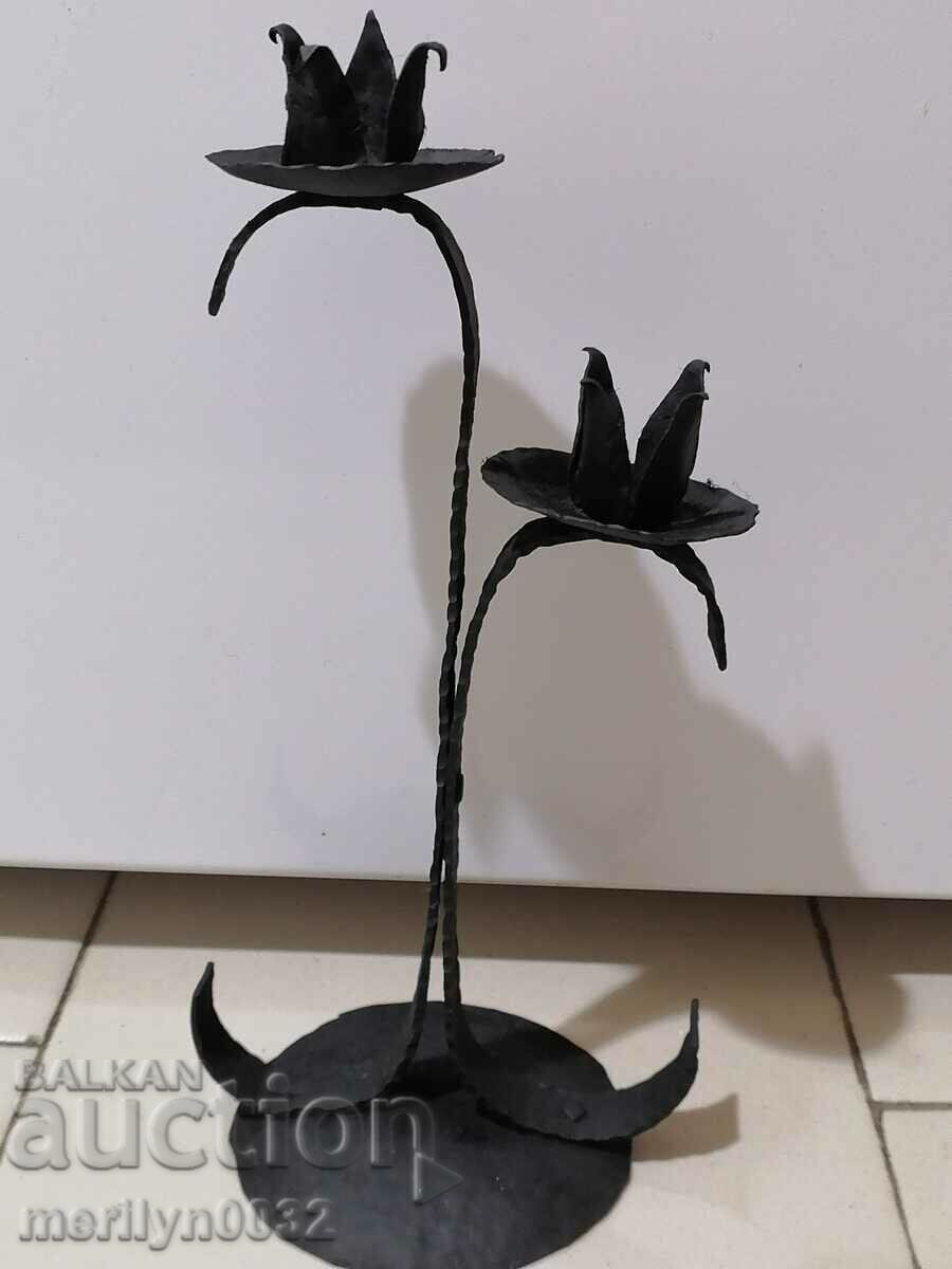 Old wrought iron candlestick lamp - 6 Old wrought iron candlestick lamp - 6