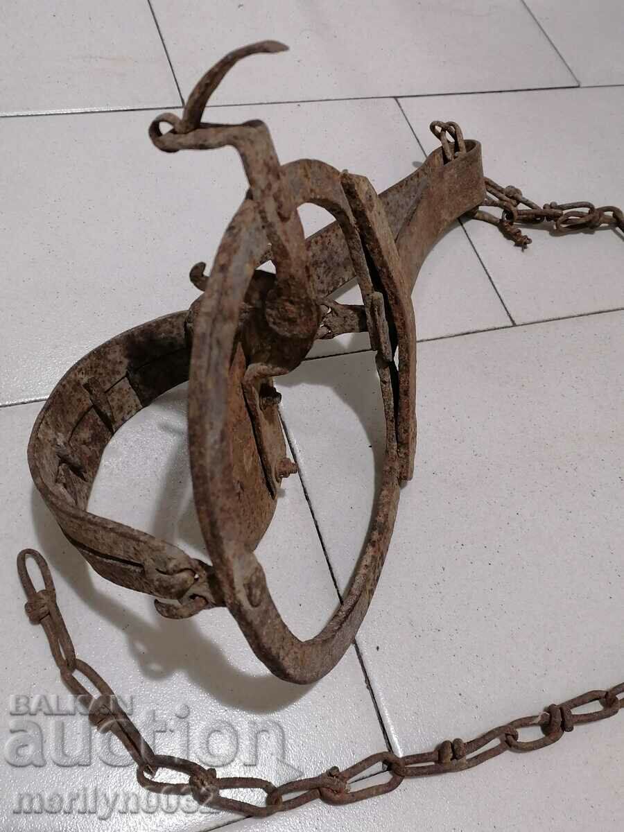 Old hand forged trap with wrought iron spikes - 5 Old hand forged trap with wrought iron spikes - 5