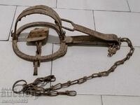 Old hand forged trap with wrought iron spikes