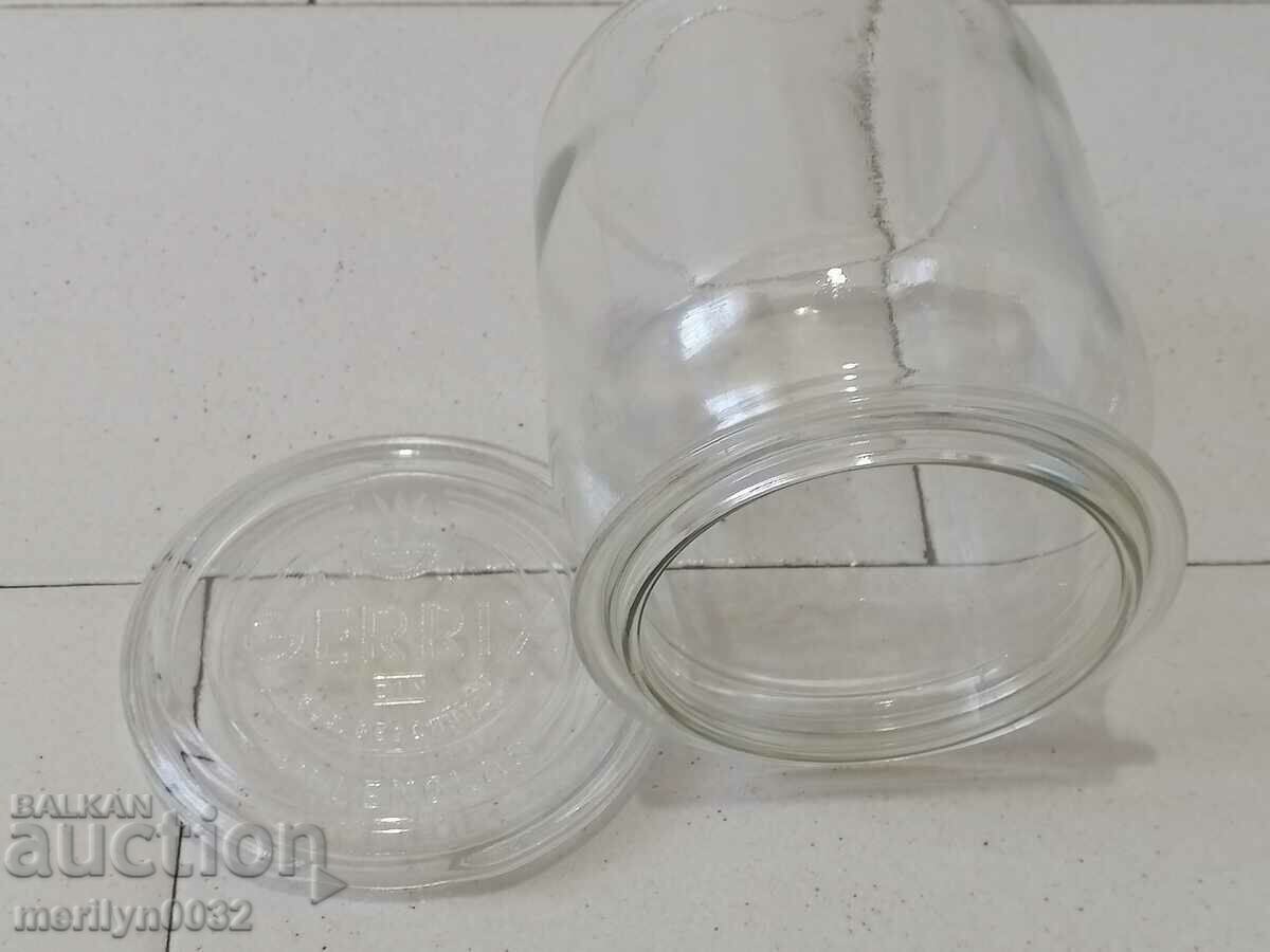 Auction Old German glass jar, 1930s Auction Old German glass jar, 1930s