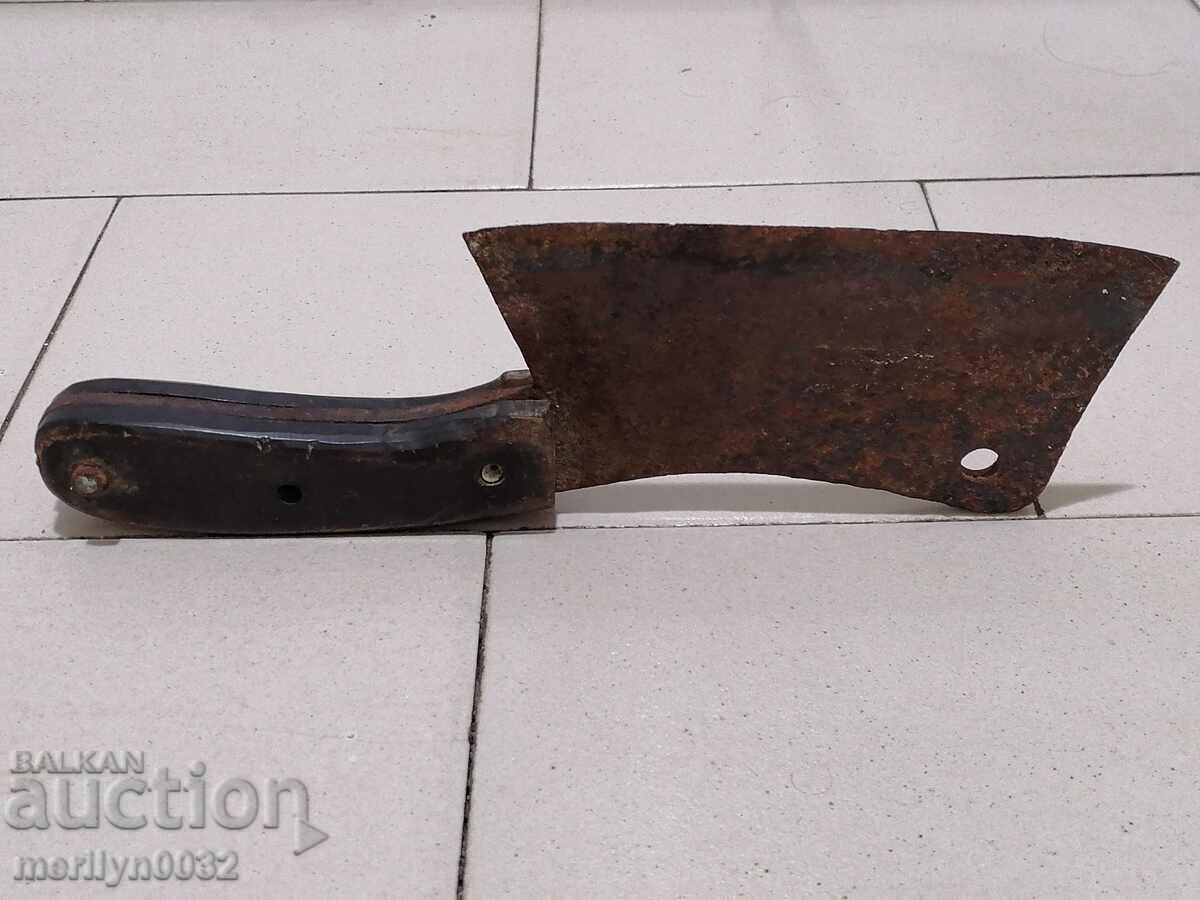 Auction Old forged saber, axe, axe, knife, machete Auction Old forged saber, axe, axe, knife, machete