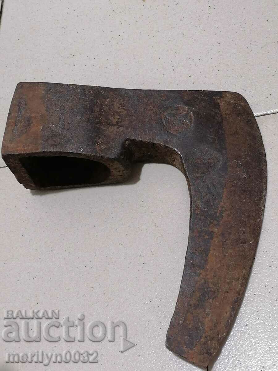 Auction An old forged ax with a satyr ax marking without a shaft Auction An old forged ax with a satyr ax marking without a shaft