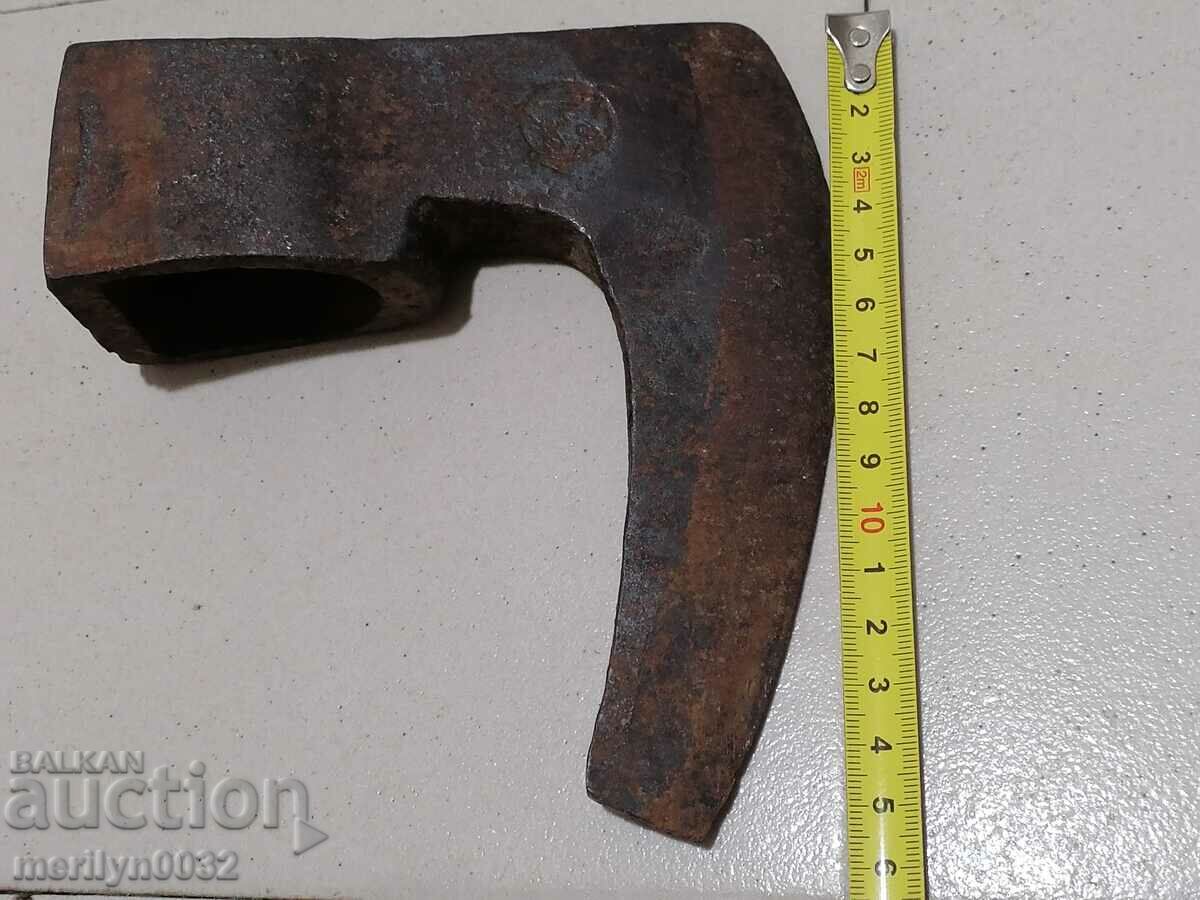 An old forged ax with a satyr ax marking without a shaft - 6 An old forged ax with a satyr ax marking without a shaft - 6