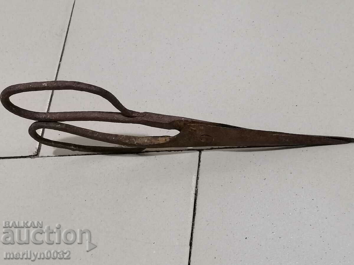 Auction Old forged scissors, knife, wrought iron Auction Old forged scissors, knife, wrought iron