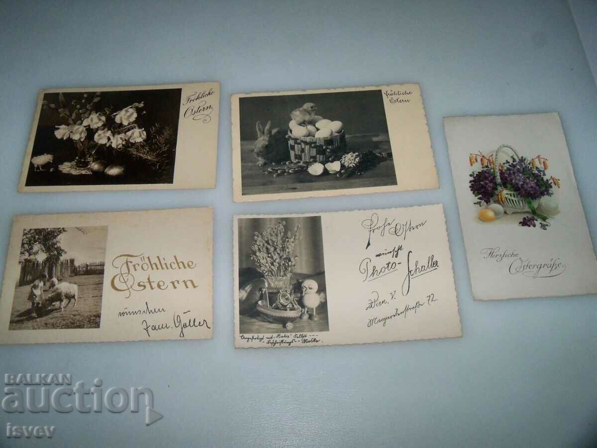 5 cărți poștale vechi de Paște 1935 - 1936.