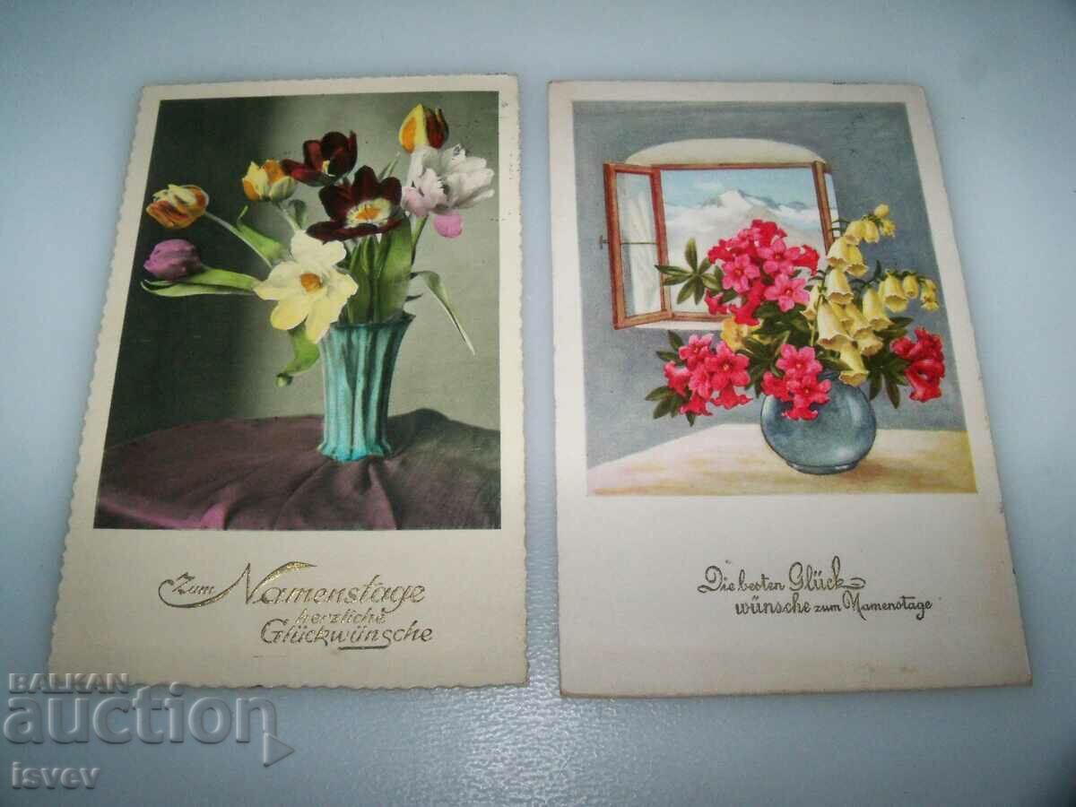 Două cărți poștale vechi austriece pentru ziua numelui