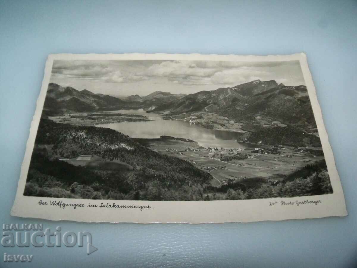 Lake Wolfgang in Salzkammergut, Austrian postcard 1940.