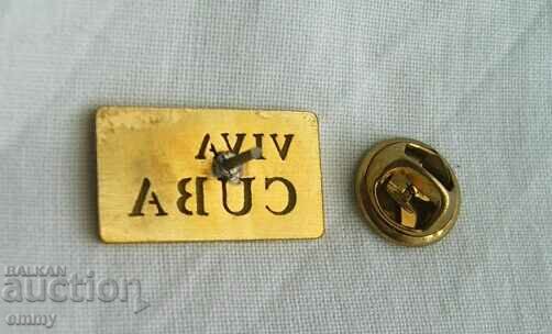 Auction Rare Cuba metal die cut inscription badge Auction Rare Cuba metal die cut inscription badge