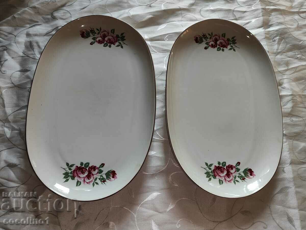 Two large porcelain hors d'oeuvre plates