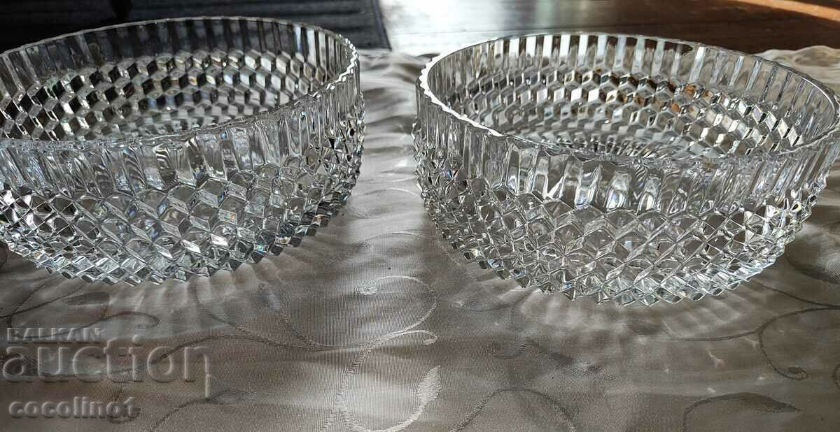Two large crystal bowls
