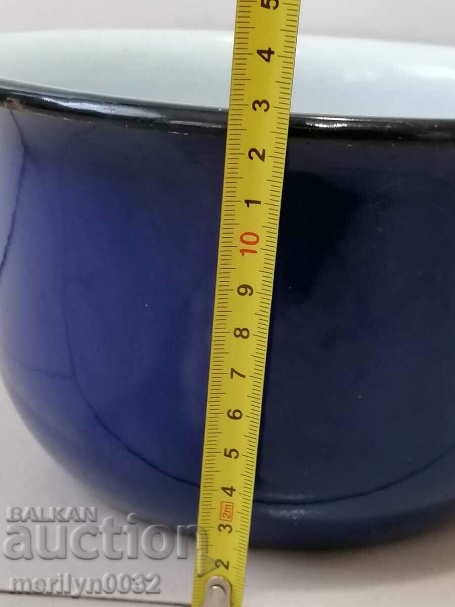 Enameled jug, jug, pot, enameled pot, lid, USSR enamel - 5