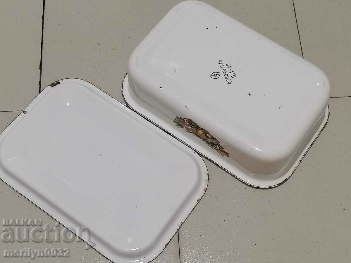 Old enamel food box, enamel dish, jug - 7 Old enamel food box, enamel dish, jug - 7