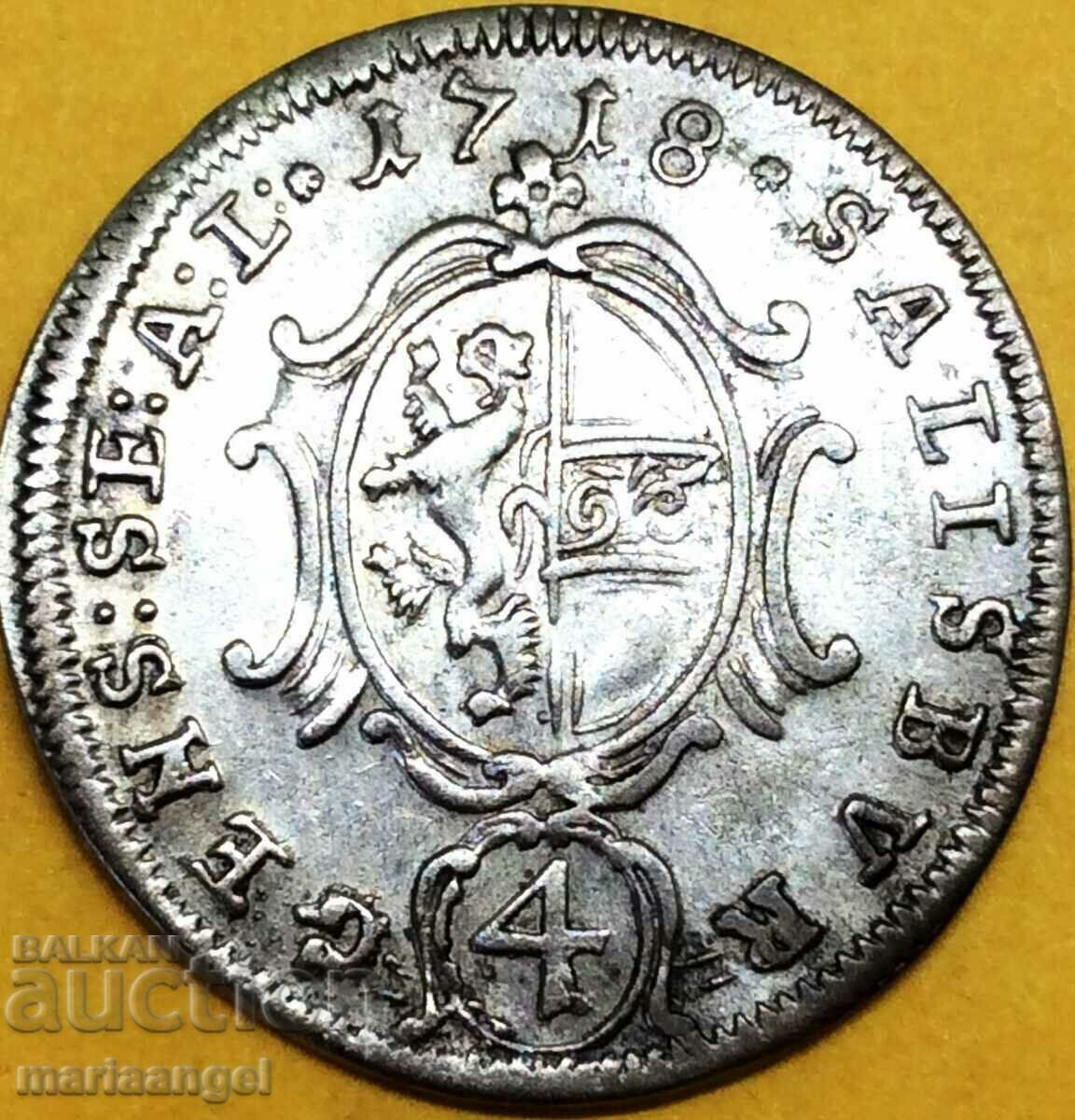 1 batzen 1718 Austria 4 kreuzers Franz Anton Furst Salzburg