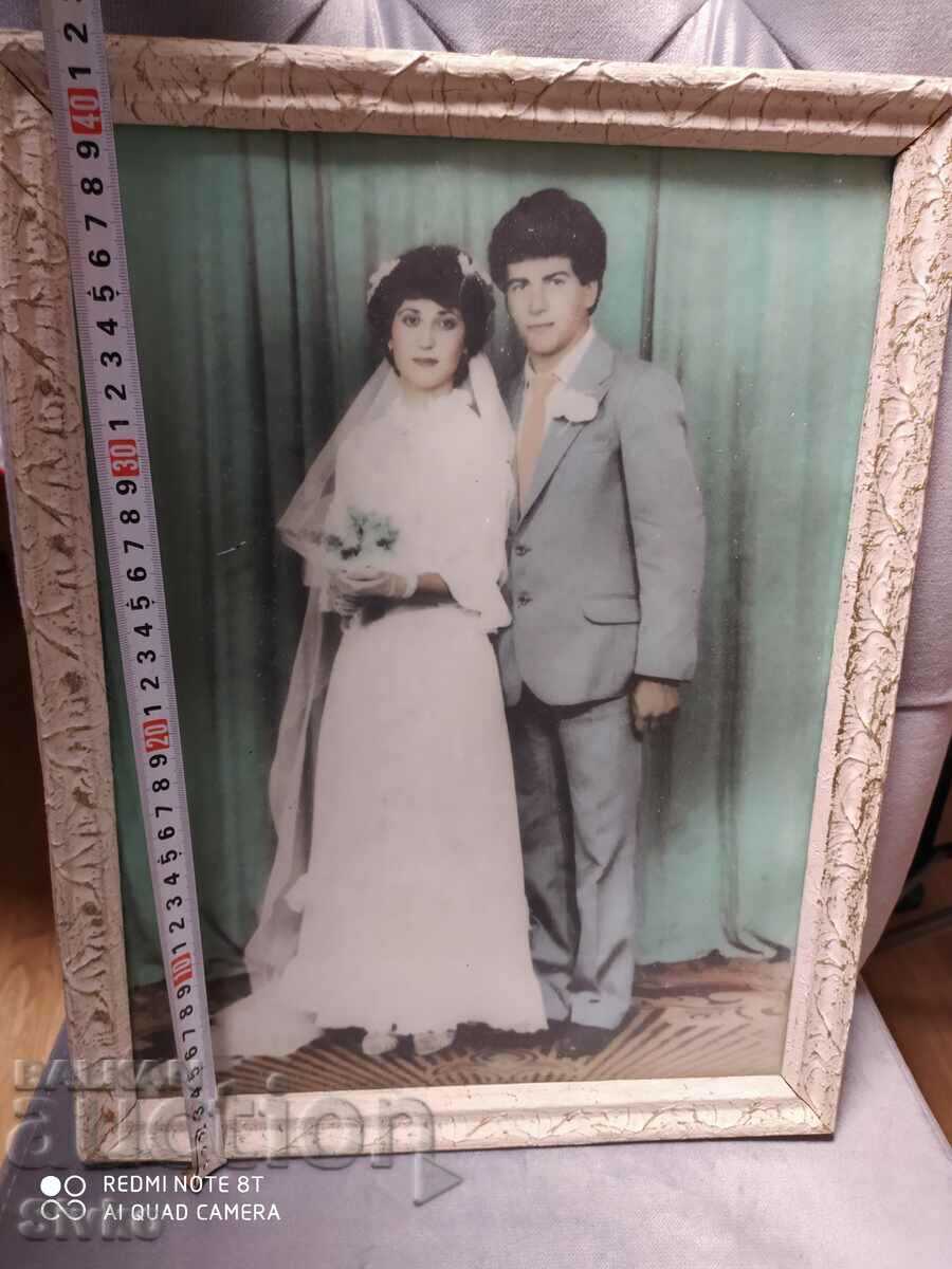 Old photo color large with frame newlyweds with price 4.99 BGN | € 2.55 Old photo color large with frame newlyweds with price 4.99 BGN | € 2.55