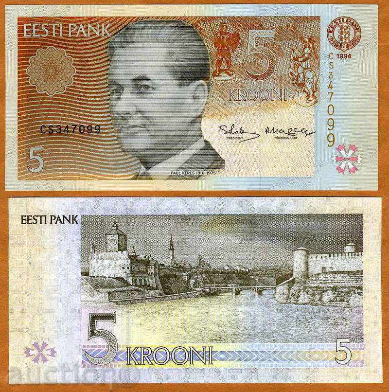 Zorbas LICITAȚII Estonia 5 coroane 1994 UNC