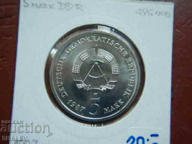 5 Mark 1987 Deutche Demokatische Republic (GDR) - Unc - 5 5 Mark 1987 Deutche Demokatische Republic (GDR) - Unc - 5