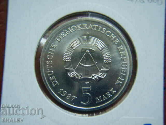 5 Mark 1987 Deutche Demokatische Republic (GDR) - Unc - 6 5 Mark 1987 Deutche Demokatische Republic (GDR) - Unc - 6