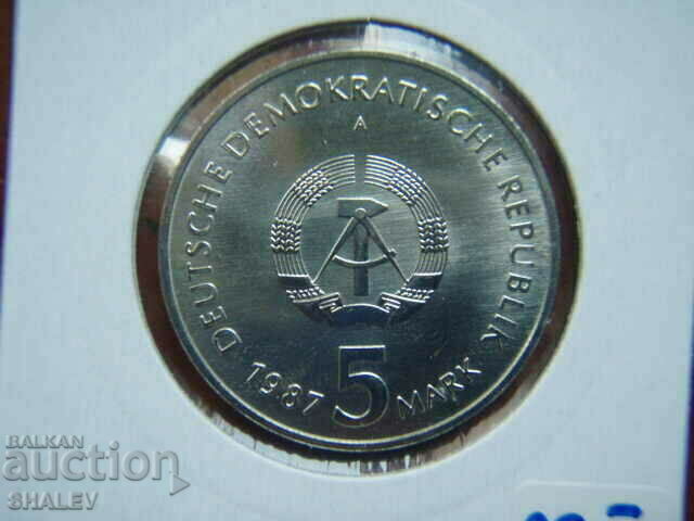 5 Mark 1987 Deutche Demokatische Republic (GDR) - Unc - 6 5 Mark 1987 Deutche Demokatische Republic (GDR) - Unc - 6
