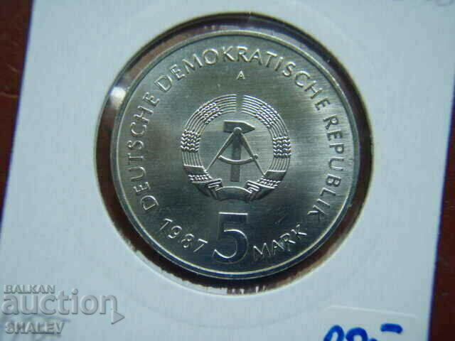 5 Mark 1987 Deutche Demokatische Republic (GDR) - Unc - 7 5 Mark 1987 Deutche Demokatische Republic (GDR) - Unc - 7