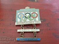 Rare German GDR Olympic Enamel Badge Referee Berlin 1969