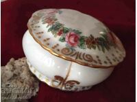 Rare old porcelain jewelry box, signed
