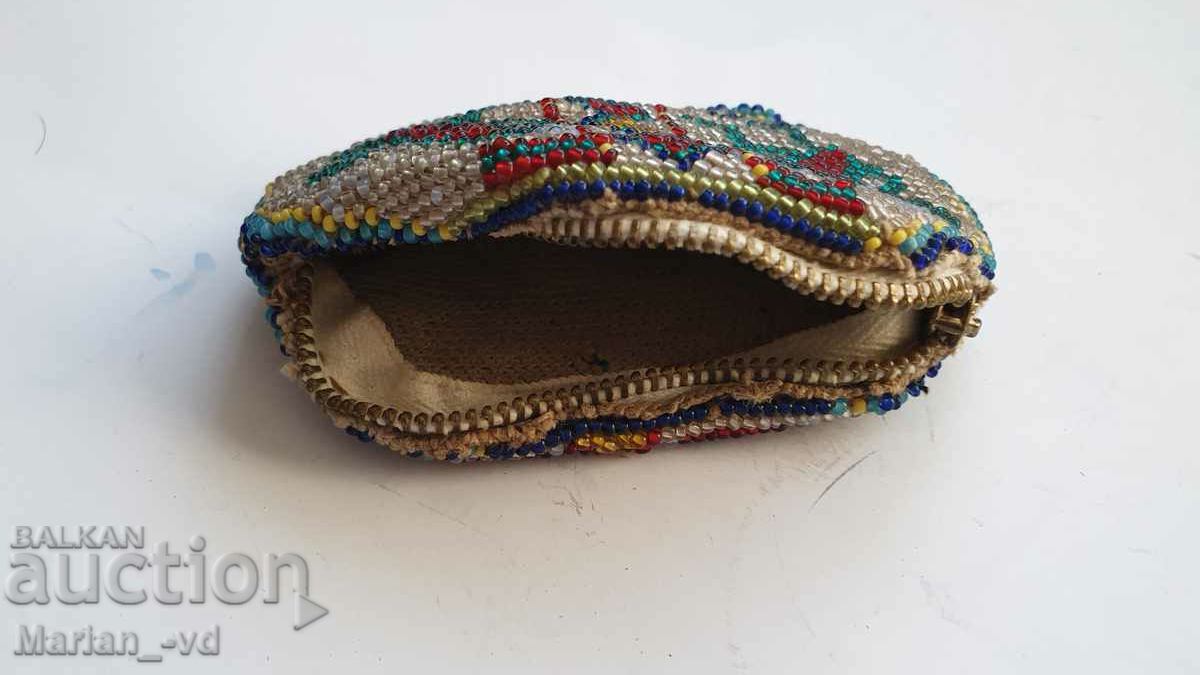 Auction Old women's coin purse with glass beads 1909 Auction Old women's coin purse with glass beads 1909