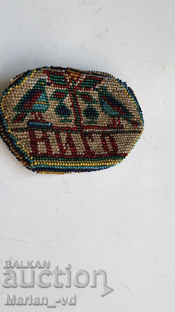 Old women's coin purse with glass beads 1909 - 6 Old women's coin purse with glass beads 1909 - 6