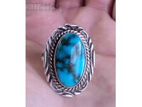 Silver Navajo Ring Victor Chee with Turquoise