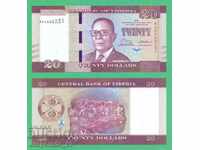 (¯`'•.¸ LIBERIA $20 2016 UNC ¸.•'´¯)