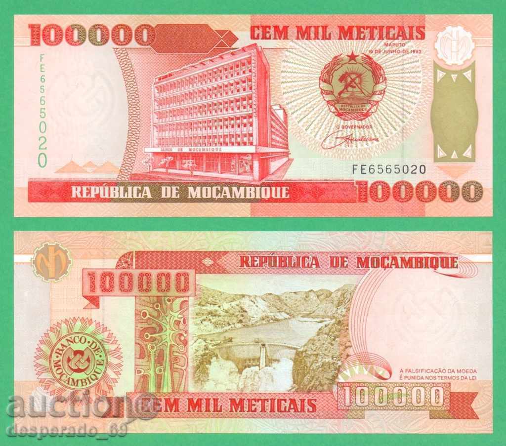 (¯`'•.¸ MOZAMBIQUE 100,000 meticais 1993 UNC ¸.•'´¯)