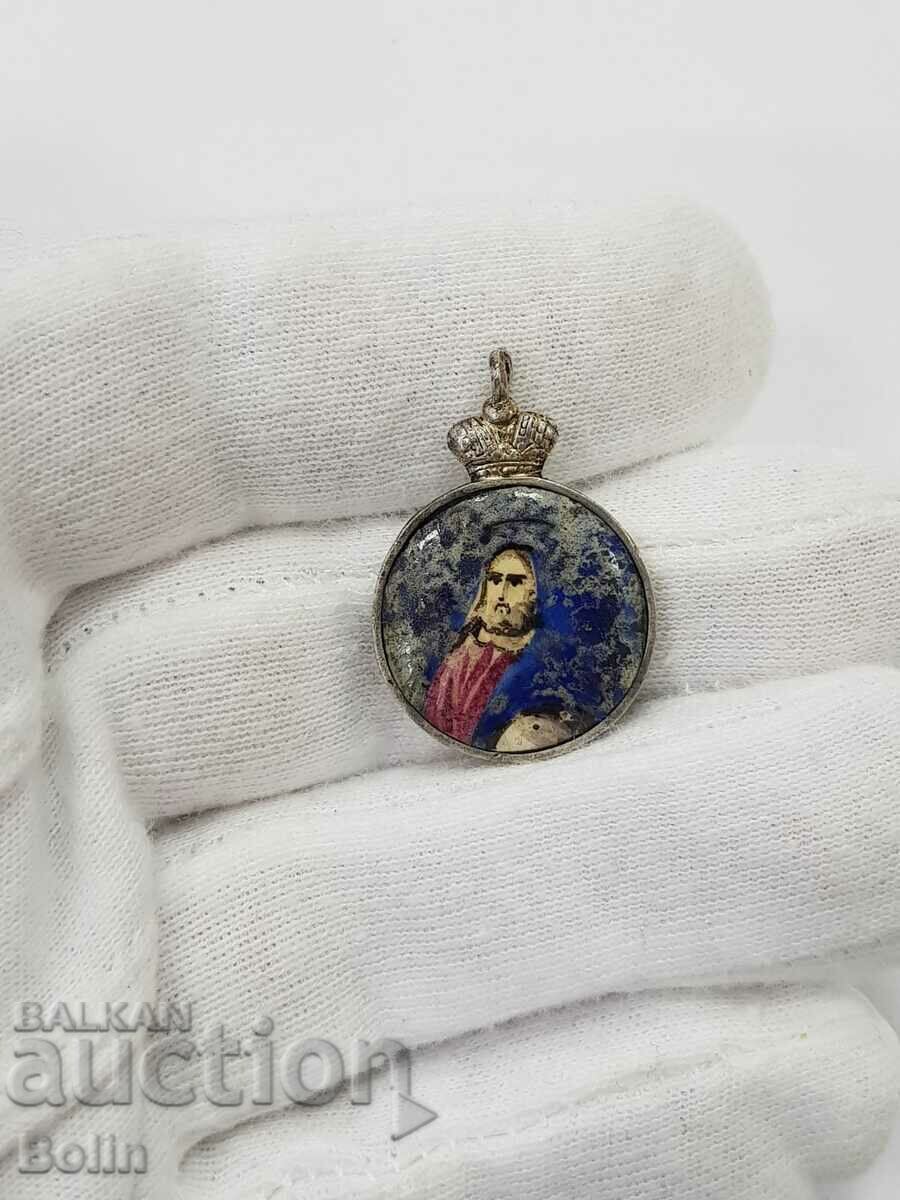 Auction Russian royal painted medallion 19th century. Jesus Christ Auction Russian royal painted medallion 19th century. Jesus Christ