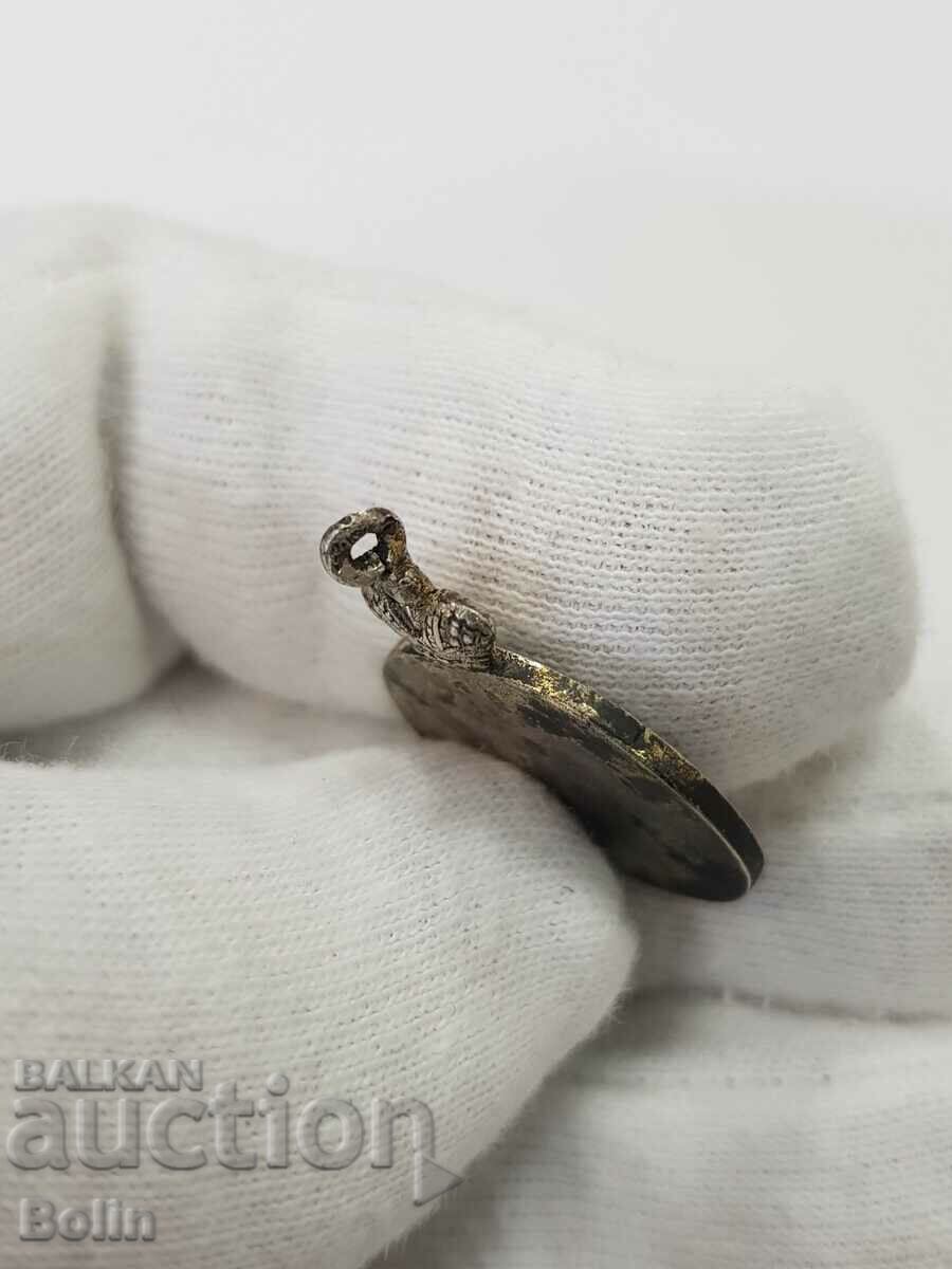 Russian royal painted medallion 19th century. Jesus Christ - 6 Russian royal painted medallion 19th century. Jesus Christ - 6