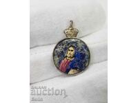 Russian royal painted medallion 19th century. Jesus Christ